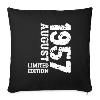 1957 August Limited Edition 66. Geburtstag Outfit - Sofakissenbezug 45 x 45 cm - Schwarz - Vorne