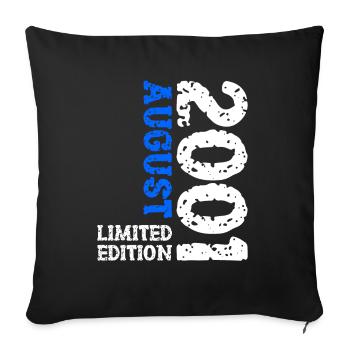 2001 August Limited Edition 22. Geburtstag Outfit - Sofakissenbezug 45 x 45 cm - Schwarz - Vorne