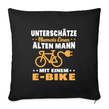 Einen alten Mann mit einem E-Bike - Sofakissenbezug 45 x 45 cm - Schwarz - Vorne
