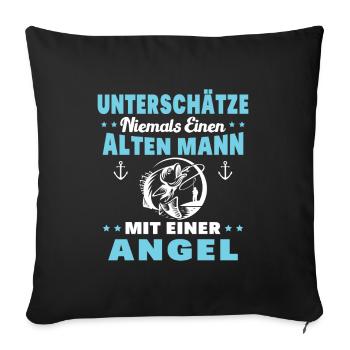 Ein Alter Mann mit Seiner Angelrute Angelgeschen - Sofakissenbezug 45 x 45 cm - Schwarz - Vorne