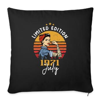 July 1971 - Birthday in July 1971 Gift - Sofa pillowcase 17,3'' x 17,3'' (45 x 45 cm) - black - Front