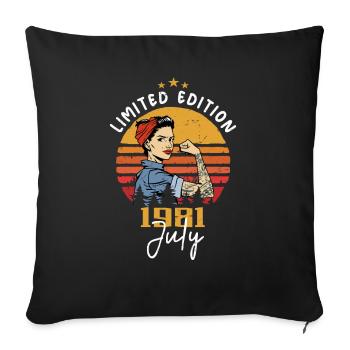 Juli 1981 - Geburtstag im Juli 1981 Geschenk - Sofakissenbezug 45 x 45 cm - Schwarz - Vorne