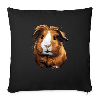 Niedliches Meerschweinchen Gemaltes - Sofakissenbezug 45 x 45 cm - Schwarz - Vorne