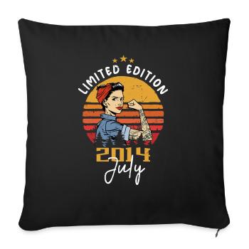Juli 2014 - Geburtstag im Juli 2014 Geschenk - Sofakissenbezug 45 x 45 cm - Schwarz - Vorne