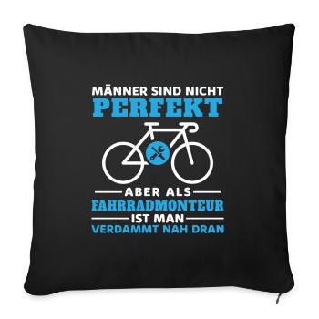 Fahrradwerkstatt Fahrradmonteur Fahrrad - Sofakissenbezug 45 x 45 cm - Schwarz - Vorne