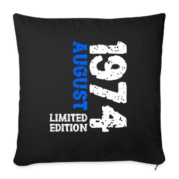 1974 August Limited Edition 49. Geburtstag Outfit - Sofakissenbezug 45 x 45 cm - Schwarz - Vorne
