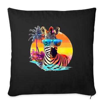 Lustiges Zebra mit Sonnenbrille Retro Stil für - Sofakissenbezug 45 x 45 cm - Schwarz - Vorne