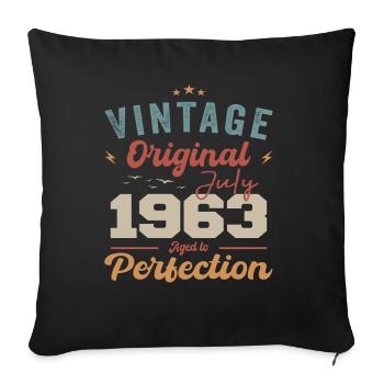 Juillet 1963 Anniversaire Juillet 1963 Original 1963 Juillet - Housse de coussin décorative 45 x 45 cm - noir - Devant