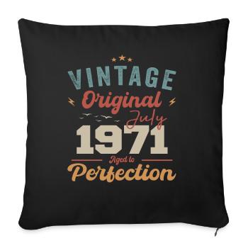 Juillet 1971 Anniversaire Juillet 1971 Original 1971 Juillet - Housse de coussin décorative 45 x 45 cm - noir - Devant