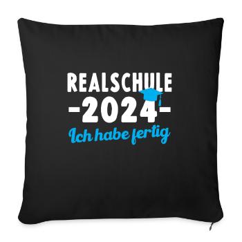 RealSCHOOL 2024 Ich habe fertig Graduierung - Sofakissenbezug 45 x 45 cm - Schwarz - Vorne