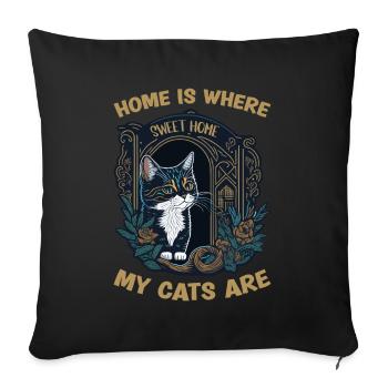 Home Is Where My Cat Are - Sofa pillowcase 17,3'' x 17,3'' (45 x 45 cm) - black - Front