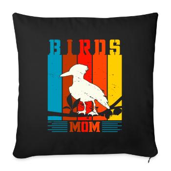 Birds Mom - Sofa pillowcase 17,3'' x 17,3'' (45 x 45 cm) - black - Front