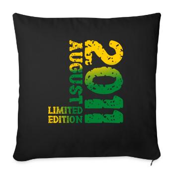 2011 August Limited Edition 12. Geburtstag Outfit - Sofakissenbezug 45 x 45 cm - Schwarz - Vorne