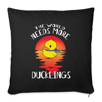 Le monde a besoin de plus de canetons - Canards jaunes - Housse de coussin décorative 45 x 45 cm - noir - Devant
