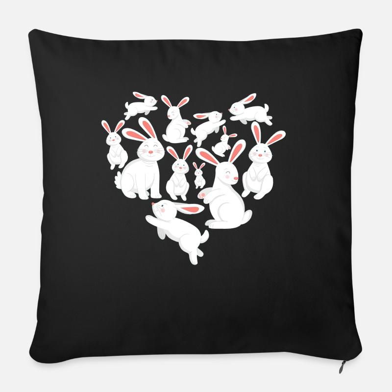 Herz Hase Kaninchen - Sofakissenbezug 45 x 45 cm - Schwarz