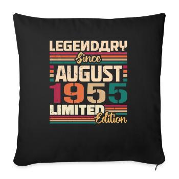 1955 Août Légende de l’anniversaire Août 1955 - Housse de coussin décorative 45 x 45 cm - noir - Devant