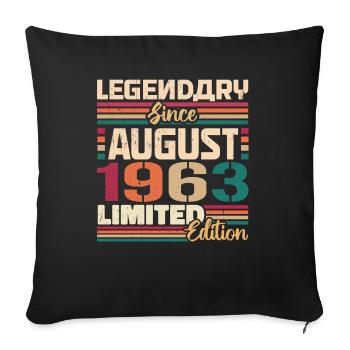 1963 Août Légende de l’anniversaire Août 1963 - Housse de coussin décorative 45 x 45 cm - noir - Devant