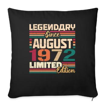 1972 Août Légende de l’anniversaire Août 1972 - Housse de coussin décorative 45 x 45 cm - noir - Devant