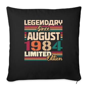 1984 Août Légende de l’anniversaire Août 1984 - Housse de coussin décorative 45 x 45 cm - noir - Devant