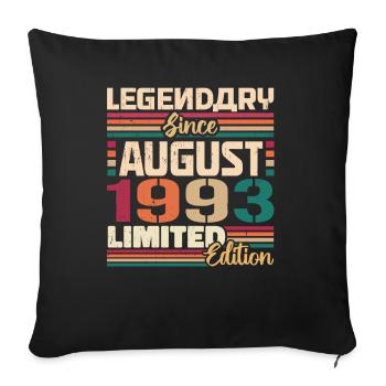 1993 Août Légende de l’anniversaire Août 1993 - Housse de coussin décorative 45 x 45 cm - noir - Devant