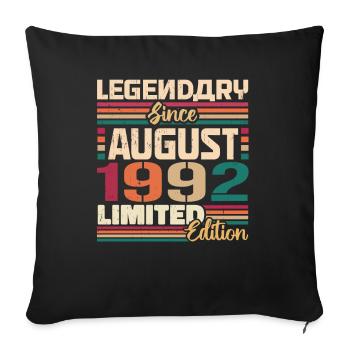 1992 Août Légende de l’anniversaire Août 1992 - Housse de coussin décorative 45 x 45 cm - noir - Devant