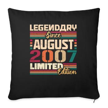 2007 Août Légende de l’anniversaire Août 2007 - Housse de coussin décorative 45 x 45 cm - noir - Devant