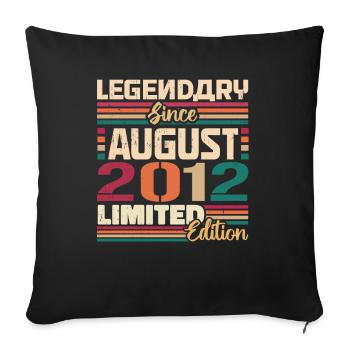 2012 Août Anniversaire Légende Août 2012 - Housse de coussin décorative 45 x 45 cm - noir - Devant