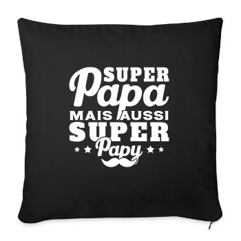 Super papa mais aussi super papy - Housse de coussin décorative 45 x 45 cm - noir - Devant