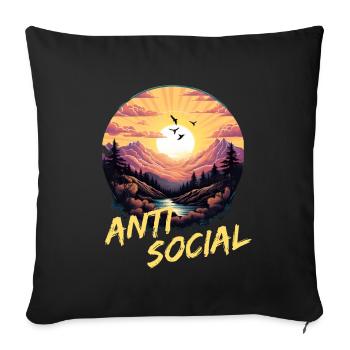 Antisozial Wandern Wanderung für eine Wanderer - Sofakissenbezug 45 x 45 cm - Schwarz - Vorne