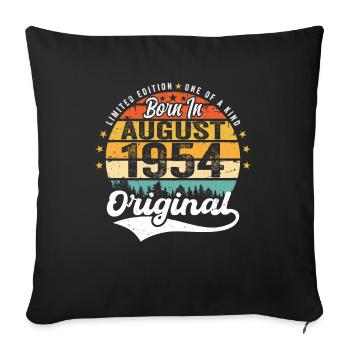August 1954 Birthday Gift Ideas 1954 August - Sofa pillowcase 17,3'' x 17,3'' (45 x 45 cm) - black - Front