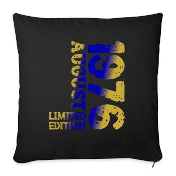 1976 August Limited Edition 47. Geburtstag Outfit - Sofakissenbezug 45 x 45 cm - Schwarz - Vorne