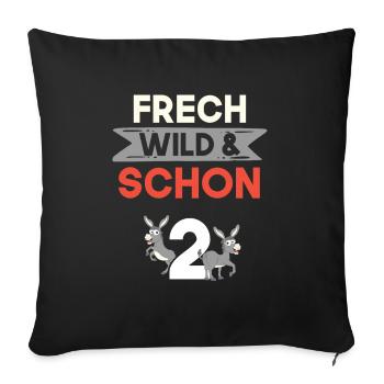 2 Jahre Geburtstag Junge Mädchen Esel - Sofakissenbezug 45 x 45 cm - Schwarz - Vorne