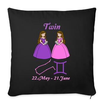 Signe du zodiaque Gémeaux, Princesse, Constellation - Housse de coussin décorative 45 x 45 cm - noir - Devant