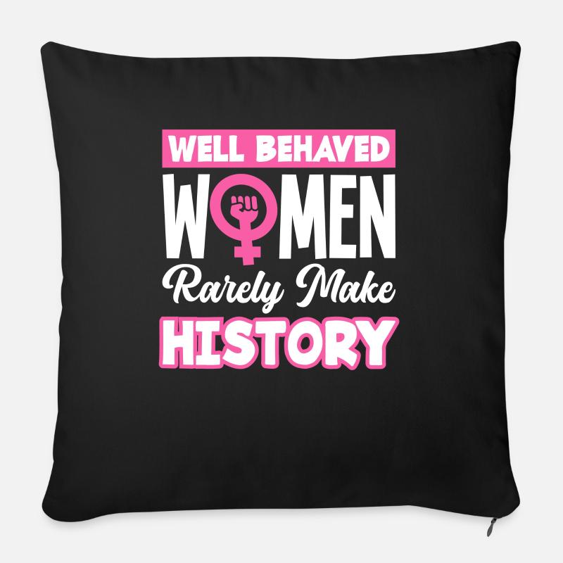 Féminisme Féministe - Housse de coussin décorative 45 x 45 cm - noir