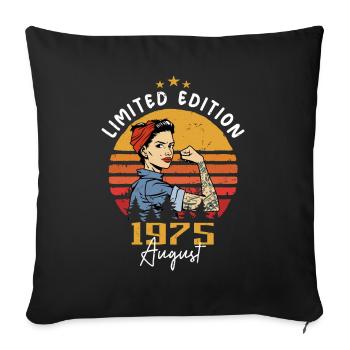 Août 1975 Retro Vintage Anniversaire Août 1975 - Housse de coussin décorative 45 x 45 cm - noir - Devant