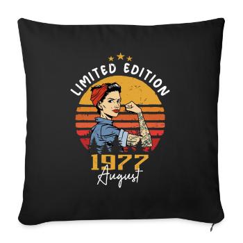 Août 1977 Retro Vintage Anniversaire Août 1977 - Housse de coussin décorative 45 x 45 cm - noir - Devant