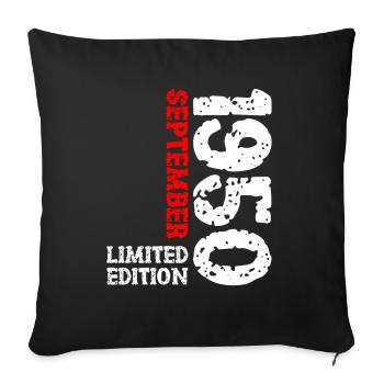 1950 Septembre Édition Limitée 73e Décoration Anniversaire - Housse de coussin décorative 45 x 45 cm - noir - Devant