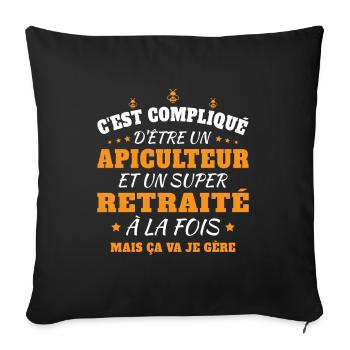Un Apiculteur et un Super Retraité Cadeau Humour - Housse de coussin décorative 45 x 45 cm - noir - Devant