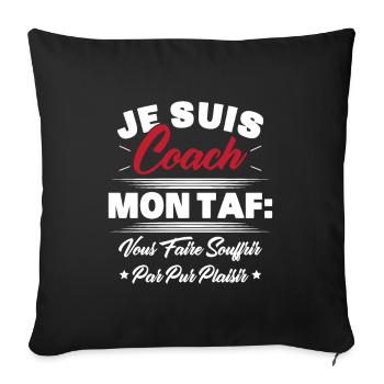Homme Coach Humour Cadeau Sportif Coach - Housse de coussin décorative 45 x 45 cm - noir - Devant