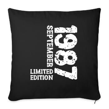 1987 September Limited Edition 36. Geburtstag Deko - Sofakissenbezug 45 x 45 cm - Schwarz - Vorne