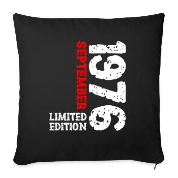 1976 September Limited Edition 47. Geburtstag Deko - Sofakissenbezug 45 x 45 cm - Schwarz - Vorne