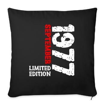 1977 September Limited Edition 46. Geburtstag Deko - Sofakissenbezug 45 x 45 cm - Schwarz - Vorne