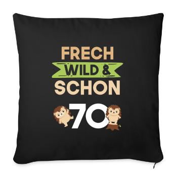 Geschenk 70 Jahre Geburtstag Igel - Sofakissenbezug 45 x 45 cm - Schwarz - Vorne