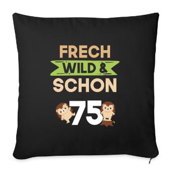 Geschenk 75 Jahre Geburtstag Igel - Sofakissenbezug 45 x 45 cm - Schwarz - Vorne