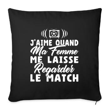 J'aime ma femme / Humour Mari - Housse de coussin décorative 45 x 45 cm - noir - Devant