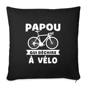 Papou qui déchire à Vélo Humour Cadeau Grand-père - Housse de coussin décorative 45 x 45 cm - noir - Devant