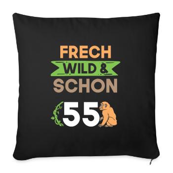 Geschenk 55 Jahre Geburtstag Affe - Sofakissenbezug 45 x 45 cm - Schwarz - Vorne