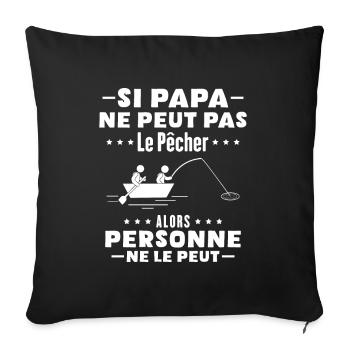 Papa pêcheur - Housse de coussin décorative 45 x 45 cm - noir - Devant