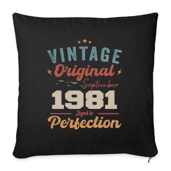 September 1981 Jubilee 1981 September Gift - Sofa pillowcase 17,3'' x 17,3'' (45 x 45 cm) - black - Front