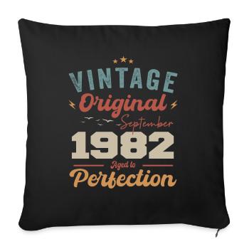 September 1982 Jubilee 1982 September Gift - Sofa pillowcase 17,3'' x 17,3'' (45 x 45 cm) - black - Front